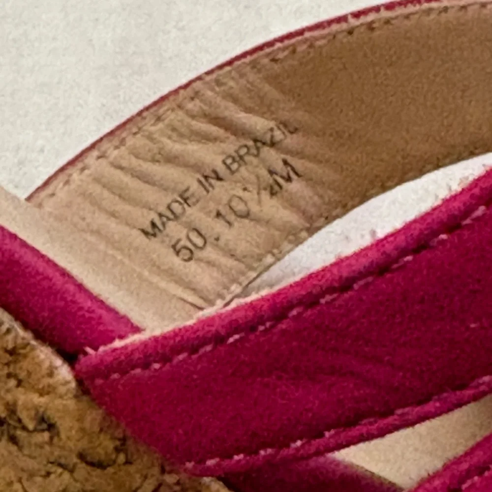 Kate Spade New York Talcott Cork Slides in Deep Pink Nubuck Sz. 10.5